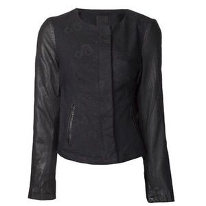 JOE’S TILLIE Leather
Sleeve Bomber Jacket
